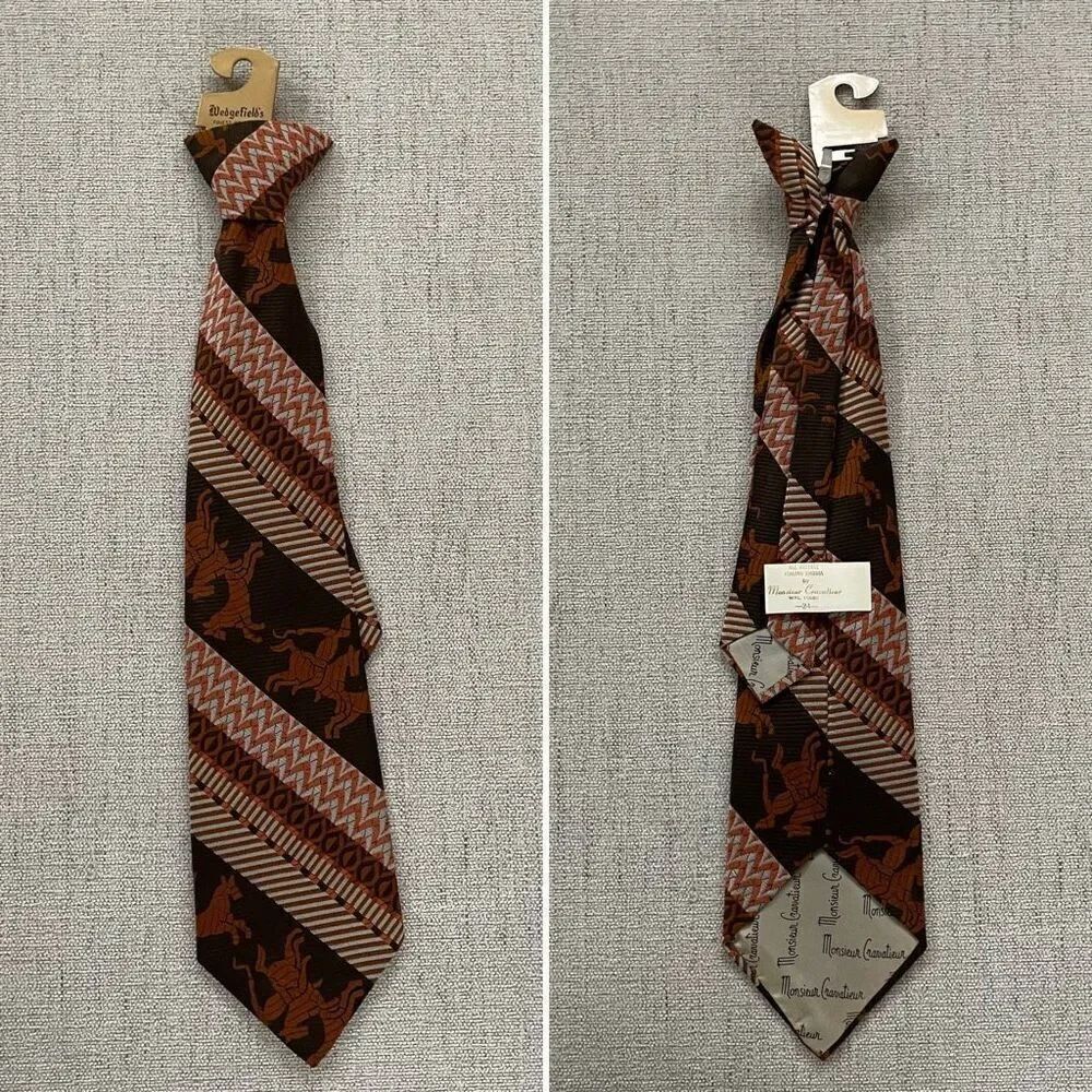 NWT NOS Vintage 70s Wedgefield’s Monsieur Cravat Clip On Neck Tie